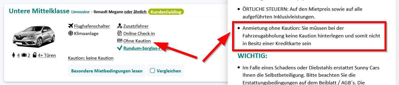 Auszug aus den Sunnycars Mietbedingungen