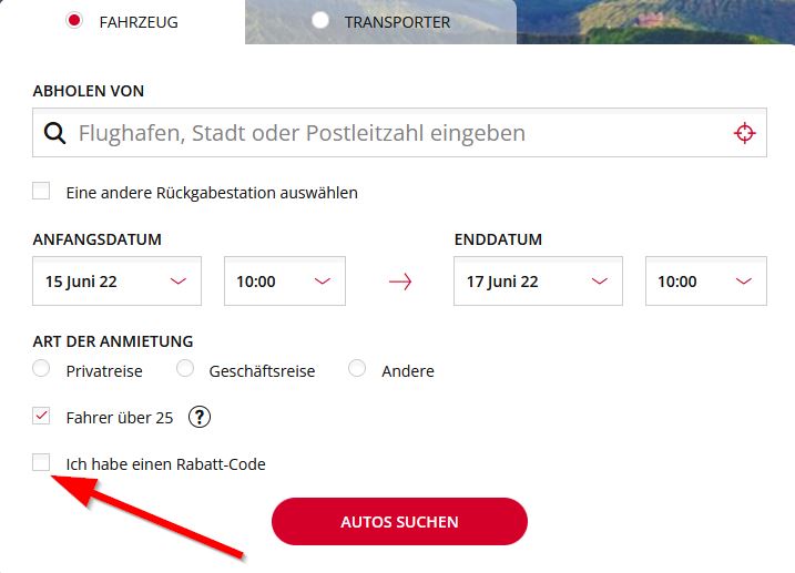 Checkbox zur Eingabe eines Gutscheins